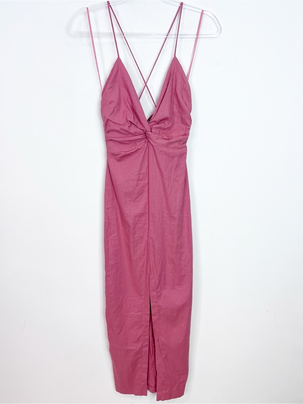 ZARA PINK SLEEVELESS SMOCKED BACK MAXI DRESS WOMENS SZ XS NWT